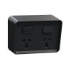 Socket sw horiz twin 10a 250v bk CLIO3025BK