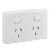 Clipsal 2025WE 2000-Series Double General Purpose Outlet (GPO) Powerpoint, 250VAC, 10A, White Electric,Double Power point, Double GPO