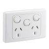 Clipsal 2025XAWE 2000 Series Power Point, 3 Pin General Purpose Outlet Socket Switch With Removable Extra Switch Power Point