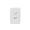 Clipsal 2032VAWE 2000-Series 1 Pole 2 Gang Rocker Switch, 250VAC, 10A, White Electric