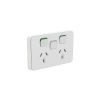 Clipsal 3025XC-CY Iconic Skin Socket Switch, Twin, Double Power Point, Vertical, Extra Switch