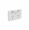 Clipsal 3025XC-CY Iconic Skin Socket Switch, Twin, Double Power Point, Vertical, Extra Switch