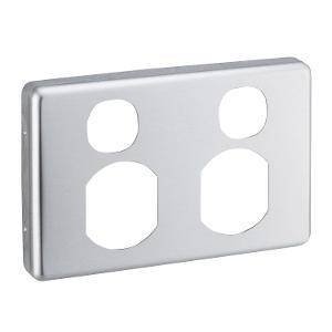 Clipsal Classic C2000 Series C2025CBA 2 Gang Socket Outlet Cover, Brushed Aluminum 1 Clipsal Classic C2000 Series C2025CBA 2 Gang Socket Outlet Cover, Brushed Aluminum