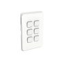 Clipsal Iconic Flush Switch, Vertical Install, 6 Gang, 1-Way/2-Way, Vivid White, 3046VA-VW