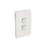 Clipsal Iconic Flush Switch, Vertical Mount, 2 Gang, 1-Way/2-Way, Vivid White, 3042VA-VW