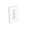 Clipsal Iconic Flush Switch, Vertical Mount, 3 Gang, 1-Way/2-Way, Vivid White, 3043VA-VW