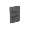 Clipsal Iconic Switch Plate Skin, 4 Gang, Horizontal/Vertical Mount, Anthracite, 3044C-AN