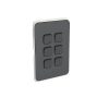 Clipsal Iconic Switch Plate Skin, 6 Gang, Horizontal/Vertical Mount, Anthracite, 3046C-AN