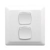Clipsal Prestige P2032/2VAWE 2 Gang 1 Pole Square Flush Switch, White Electric, 10A, 250VAC
