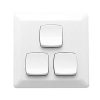 Clipsal Prestige P2033/2VAWE 3 Gang Square Flush Switch, White Electric, 10A, 250VAC at 50Hz