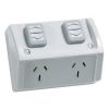 Clipsal WSC227F2RG 3 Pin General Purpose Weatherproof Outlet Socket Switch With Flap, 250V, 10A, Resistant Grey