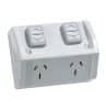 Clipsal WSCF227/2RG 3 Pin General Purpose Weatherproof Outlet Socket Switch, 250V, 10A, Resistant Grey