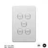 Switch vertical 5 gang 10ax/16a 250v GSMFLSWV5G