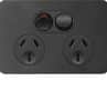 Hager WBSP2S-MB Silhouette 10a Twin Socket Horz+ Shutter