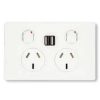 Legrand ED777USB2IWE Double GPO with USB, 10A Socket, 2.4A USB, EL-DED, White
