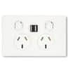 Legrand ED777USB2IWE Double GPO with USB, 10A Socket, 2.4A USB, EL-DED, White