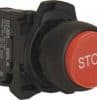 NHP D7PF402PX01HS PUSHBUTTON 22.5mm PLASTIC FLUSH RED STOP 1N/C HANGSELL