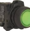 NHP D7PLF3PN7GX10HS PUSHBUTTON 22.5mm PLASTIC FLUSH ILLUM GREEN 240V AC 1N/O HS