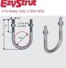 Ezystrut E14-51H, U Bolt Heavy Duty 51mm Diameter Conduit Hot Dip Galvanised 752kg Working Load 103mm (L) M10 Thread c/w Hex Nuts