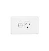 Clipsal C2015L-WE Classic C2000 Series GPO, Single, Powerpoint, Switchplug Combination, Single Pole, Flush, Horizontal, 250V 10A, 3 Pin, 2 Flat & Round Earth Pin, White Electric