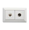 Legrand CM920/2RJ45PHWE, Como - Horizontal combined outlets A/V socket 2 gang Pal to F type & RJ45 Cat6 white