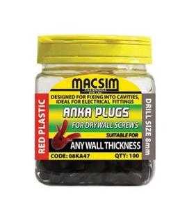 Macsim 08KA47 Anka Plug, Star Plug Anchor, A4, 7g, 8mm Drill Size, Jar of 100 1 Macsim 08KA47 Anka Plug, Star Plug Anchor, A4, 7g, 8mm Drill Size, Jar of 100